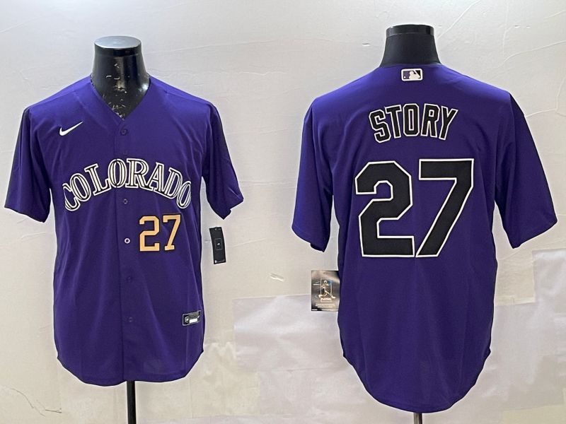 Men Colorado Rockies #27 Story Purple Game 2025 Nike MLB Jersey style 7